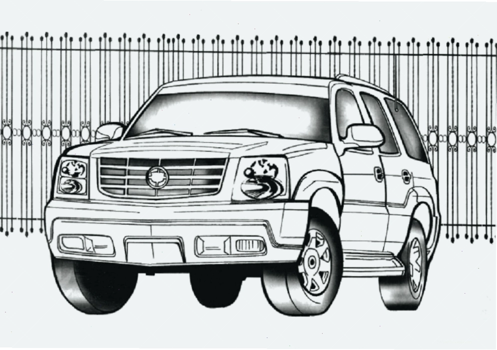 Tranh tô màu xe Cadillac Escalade
