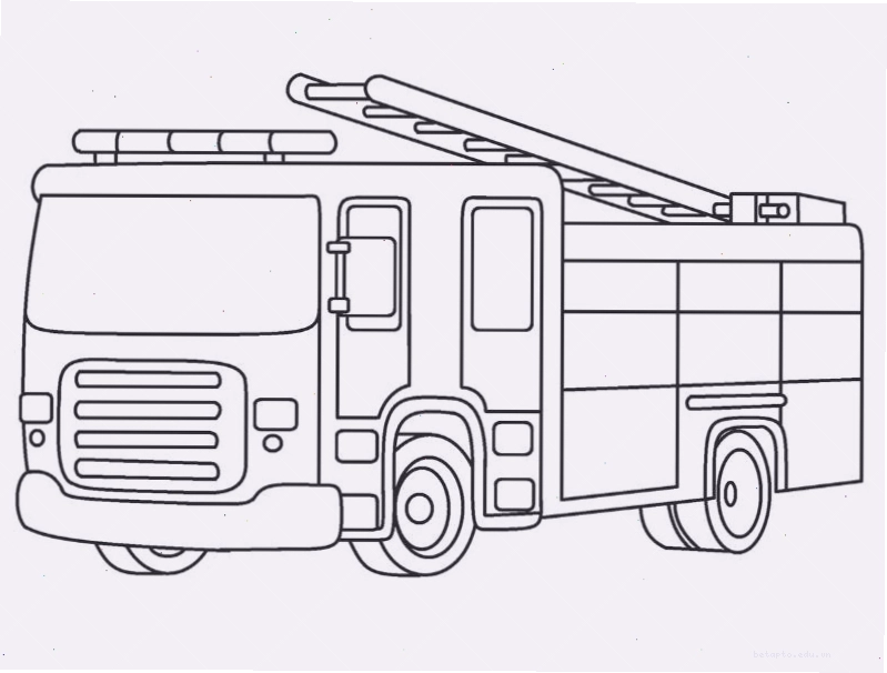 Tranh tô màu xe cứu hỏa với lính cứu hỏa