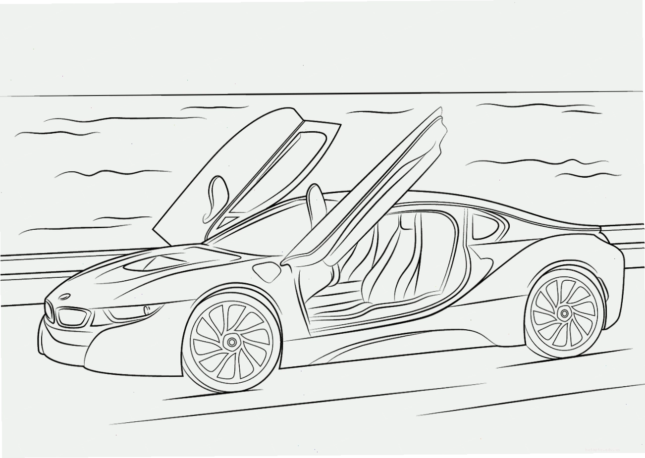 Tranh tô màu xe thể thao BMW i8 hiện đại