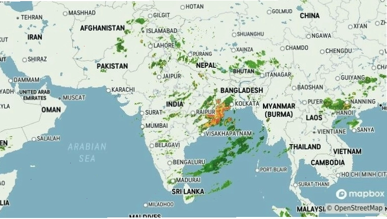 Agatti Weather Radar displaying current storm activity over the Lakshadweep region