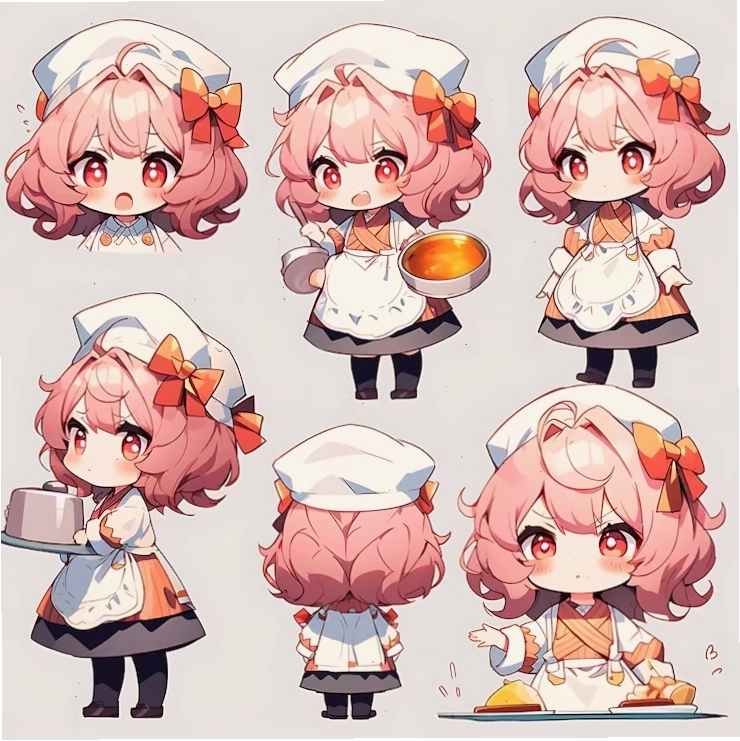 Chibi kawaii baker in an apron and chef hat