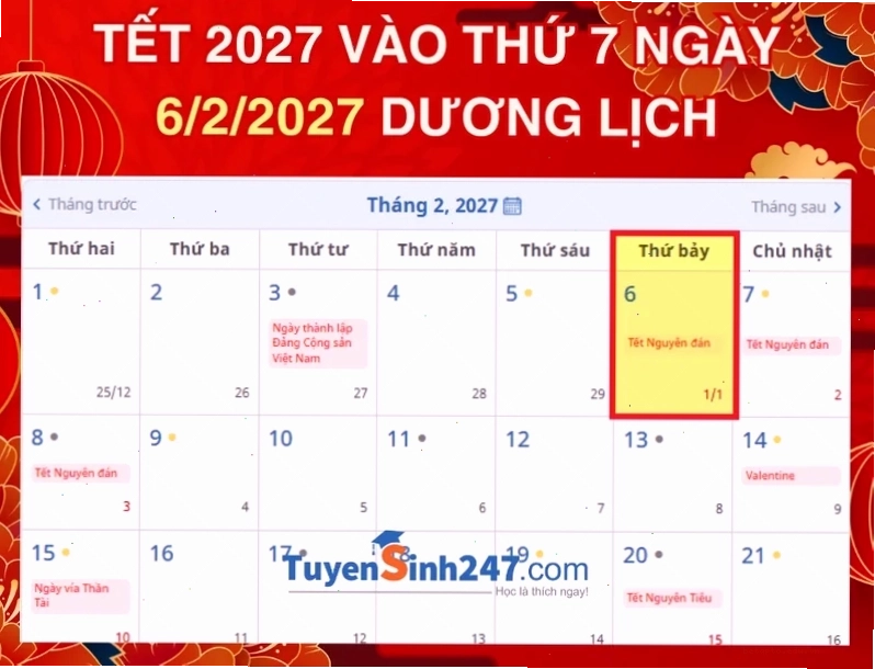 tết âm lịch 2027 ngày mấy âm lịch