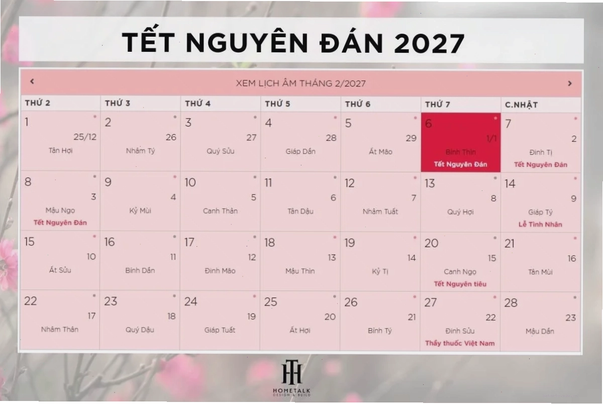 tết âm lịch 2027 ngày mấy âm lịch