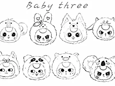 Bộ sưu tập tranh tô màu baby three đáng yêu cho bé tập tô