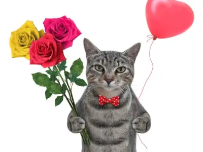 Tải ngay ảnh meme mèo tặng hoa siêu dễ thương, độc đáo