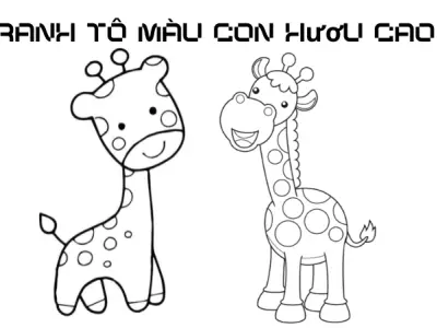 Tổng hợp tranh tô màu con hươu cao cổ dễ thương nhất