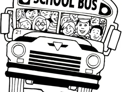 Tranh tô màu xe bus với hình ảnh sinh động và vui nhộn