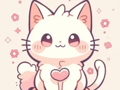 Thưởng thức ảnh avatar mèo chibi cute với nụ cười rạng rỡ